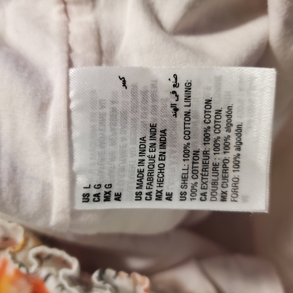 Inc. International Concepts Floral Print 100% Cotton L/S Top Lge, Ruffle Hemline - Picture 7 of 9